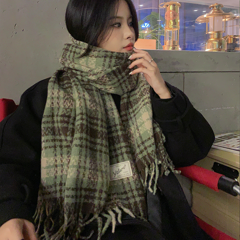 绿色围巾女新款秋冬季高级感