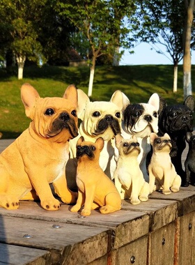 速发法国斗牛犬动饰可爱法斗小摆物模型雕塑工艺礼品摆饰装件品礼