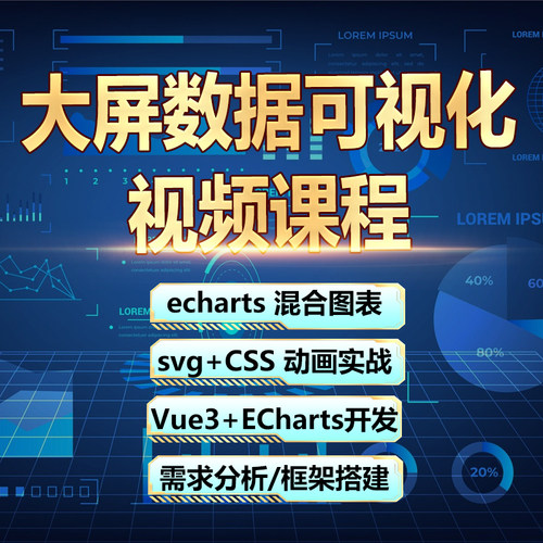 数据可视化课程vue前端开发vue3视频教程echarts教程地图学习svg