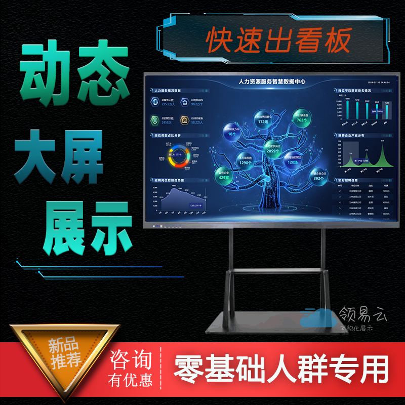 大数据可视化大屏设计软件动态模板销售智慧图表车间电子看板定制