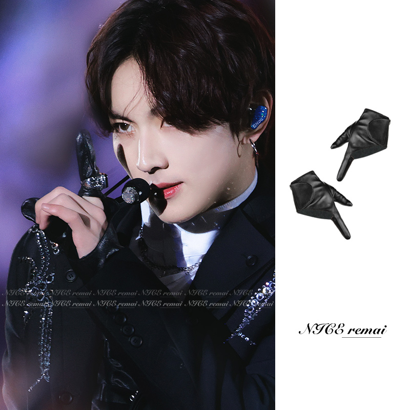 kpop舞台皮手套朋克DS表演配饰潮