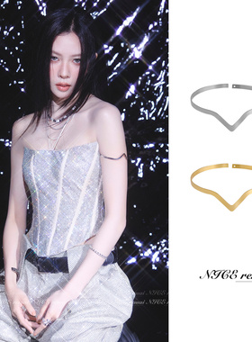 欧美复古金属V字臂环开口手环潮