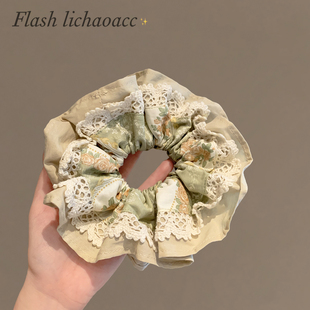 森系花朵发绳 韩系复古蕾丝花边发圈品质布艺优雅肠圈头绳2025新款