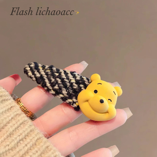 2025年新款 布艺小香风古卡通小熊BB夹甜美可爱刘海夹边夹发夹 韩版