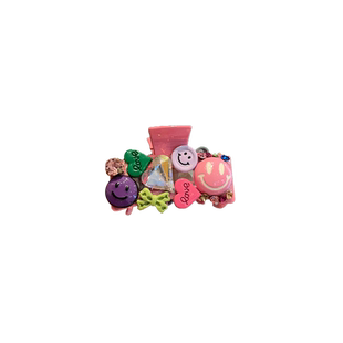 甜美粉色镶钻小抓夹女高级感笑脸后脑勺半抓发夹新款百搭发抓头饰