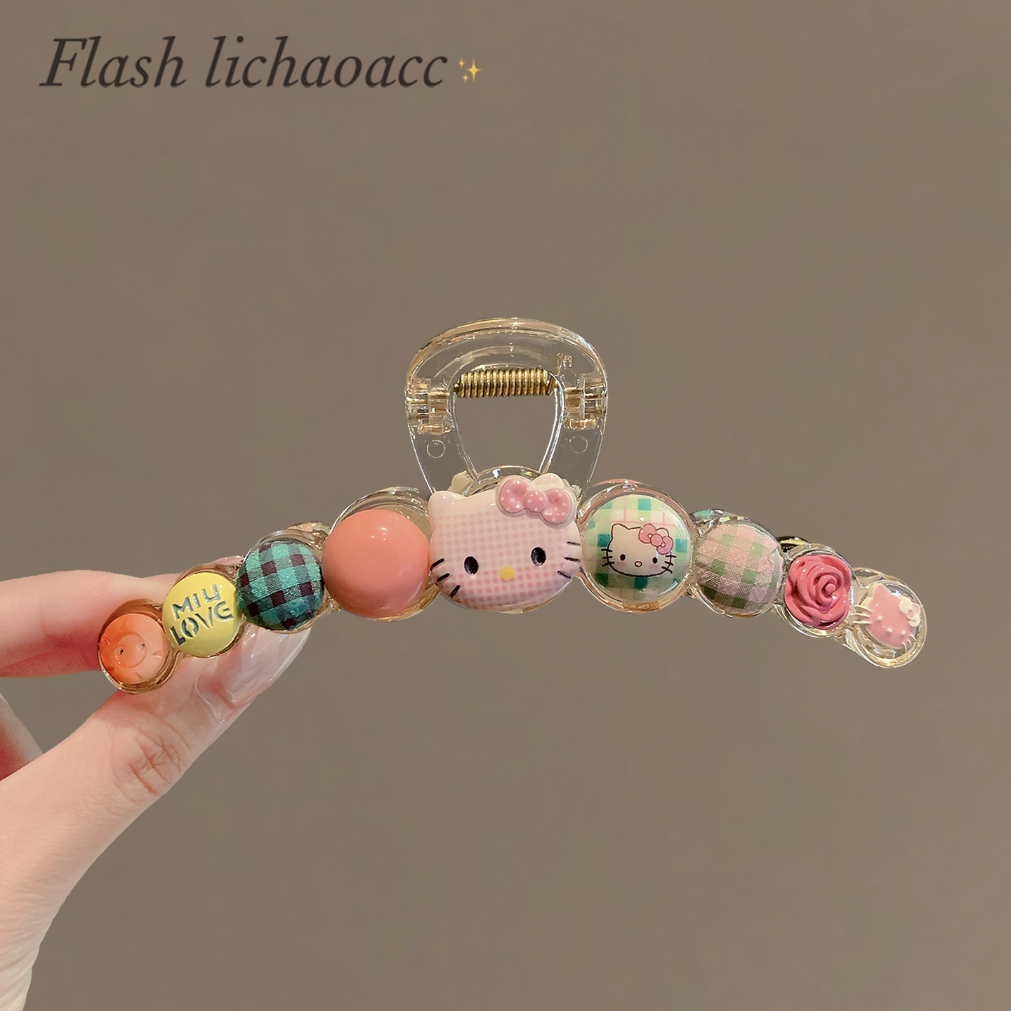 韩系kt猫抓夹混搭元素透色盘发夹2025新款小众后脑勺大号鲨鱼夹女