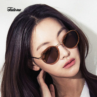 韩国轻奢墨镜板材拼接圆框太阳镜中性ins Fakeme 吴涟序同款
