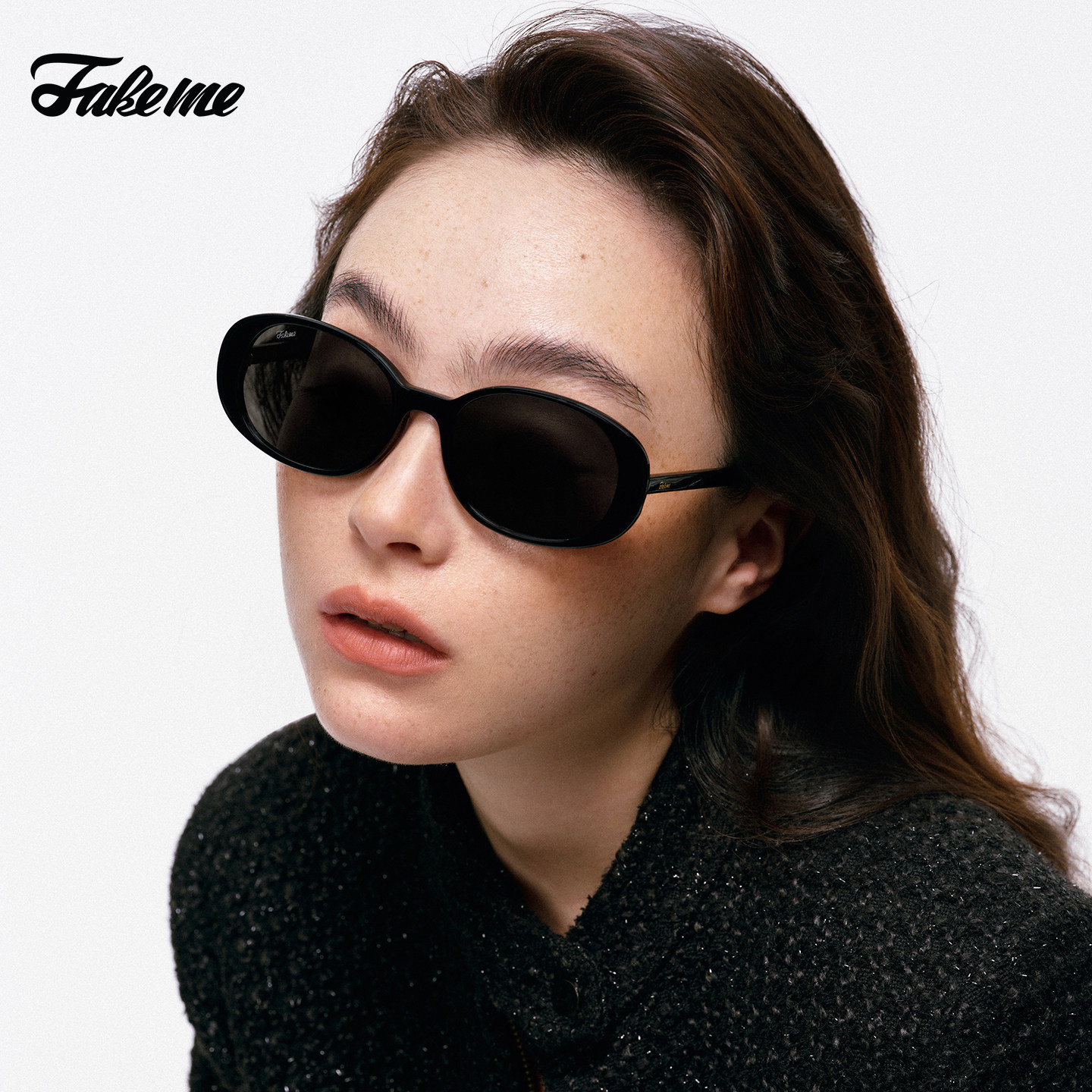 Fakeme 明星同款墨镜女椭圆复古千禧太阳镜Quinoa