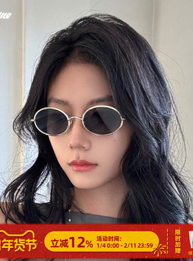 【商家自播】Fakeme 椭圆金属墨镜太阳镜防紫外线曲奇镜compass