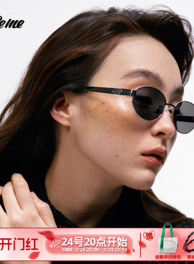 Fakeme 墨镜老钱风太阳眼镜钛金属椭圆镜框防紫外线大小姐 nocap