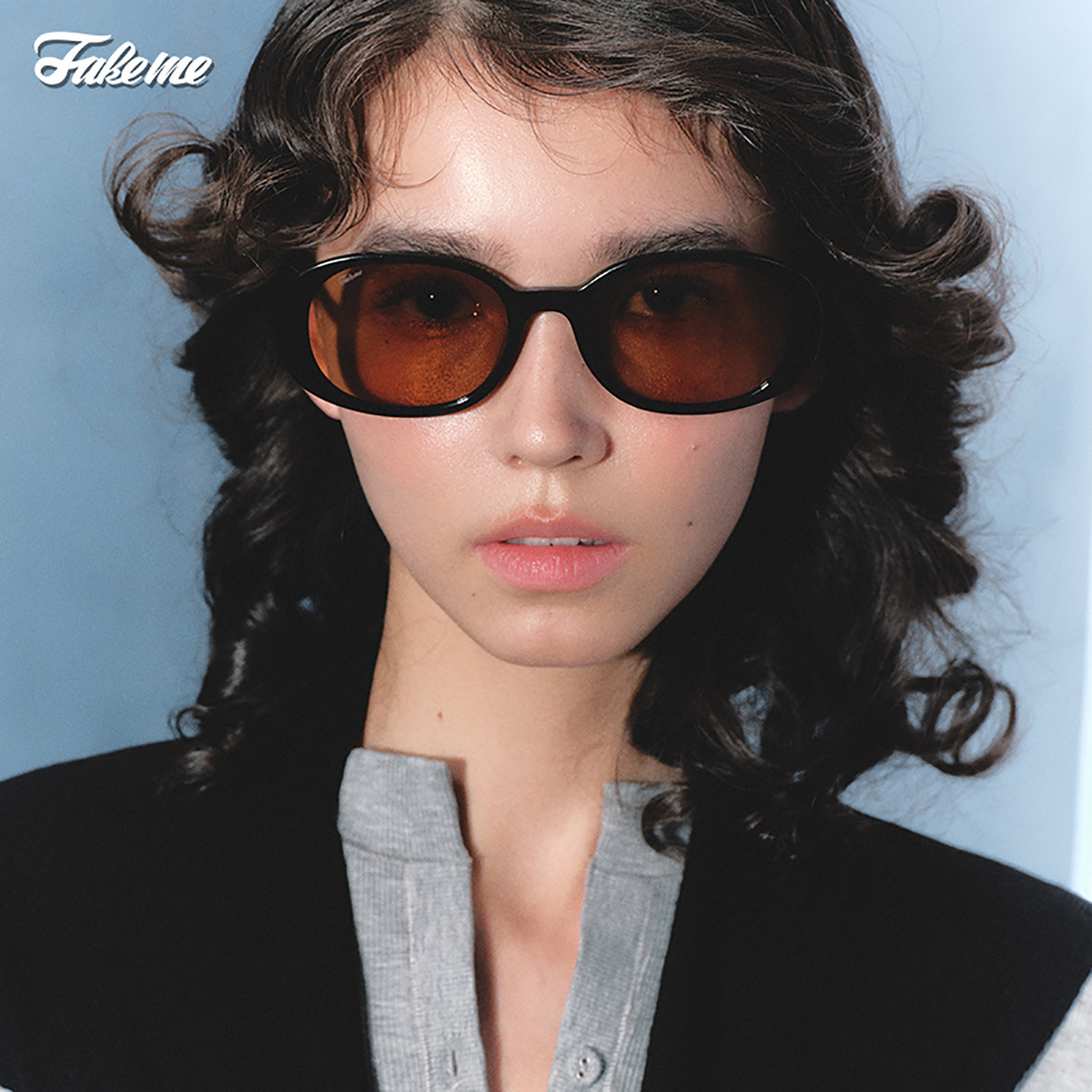 【】Fakeme 轻奢板材椭圆框时尚潮流眼镜 Quinoa/gossip