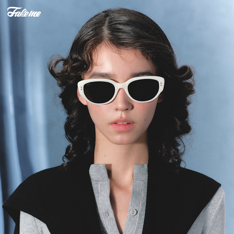 Fakeme时尚猫眼椭圆复古墨镜