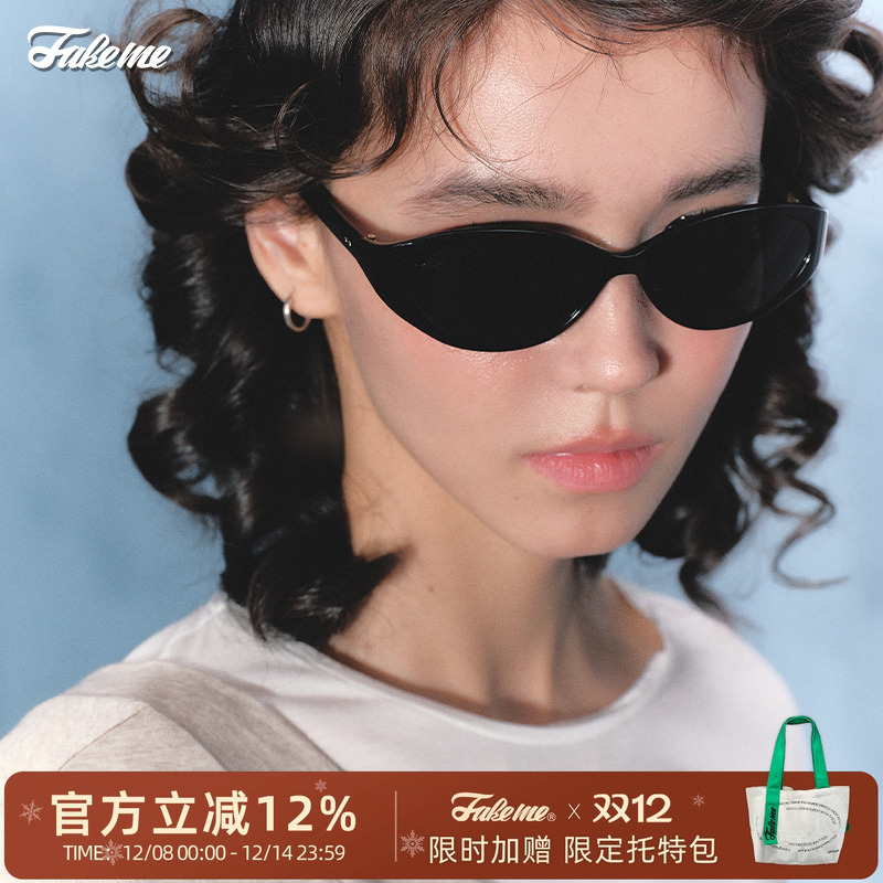 Fakeme复古墨镜辣妹猫眼防紫外线