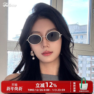 Fakeme宋雨琦同款 compass 金属老钱风墨镜防紫外线椭圆框小曲奇
