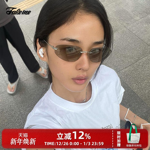 金属蝶形无框墨镜太阳镜Y2K未来感ins风 Fakeme 商家自播