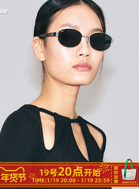 Fakeme 墨镜老钱风太阳眼镜钛金属椭圆镜框防紫外线大小姐 nocap