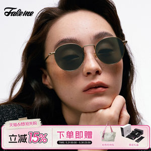 Fakeme 【焦点镜】迪丽热巴同款时尚墨镜女潮太阳镜圆框复古 B35T