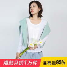 白色打底宽松印花图案女士体恤 秋 khxg黑色圆领长袖 t恤女2019新款