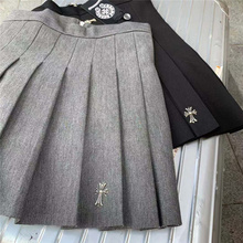 学院风网红灰色百褶裙短裙女高腰2020新款百搭a字蓬蓬半身裤裙