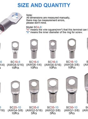 105pcs装sc系q列窥口铜接线端子紫铜 盒装Termina