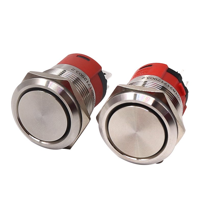 GQ22mm自锁自复位金属按钮18A大H电流不锈钢防水电源圆形开关