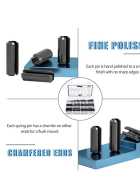 370pcs英碳钢黑色弹性C开口销直槽衬套弹簧钢卷销盒装