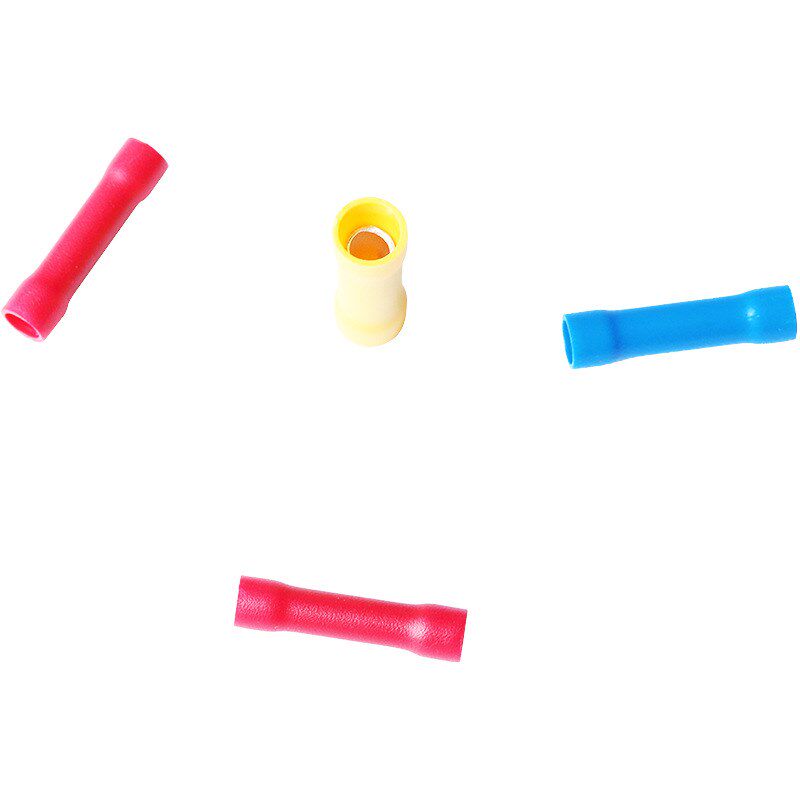 BV2长形全绝缘中间接头两根电源线对接端子冷压端头铜线鼻子蓝色