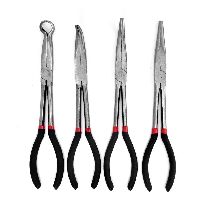 加长尖钳4PCS套装 s加长柄尖嘴弯嘴钳O型夹持火花塞断电钳