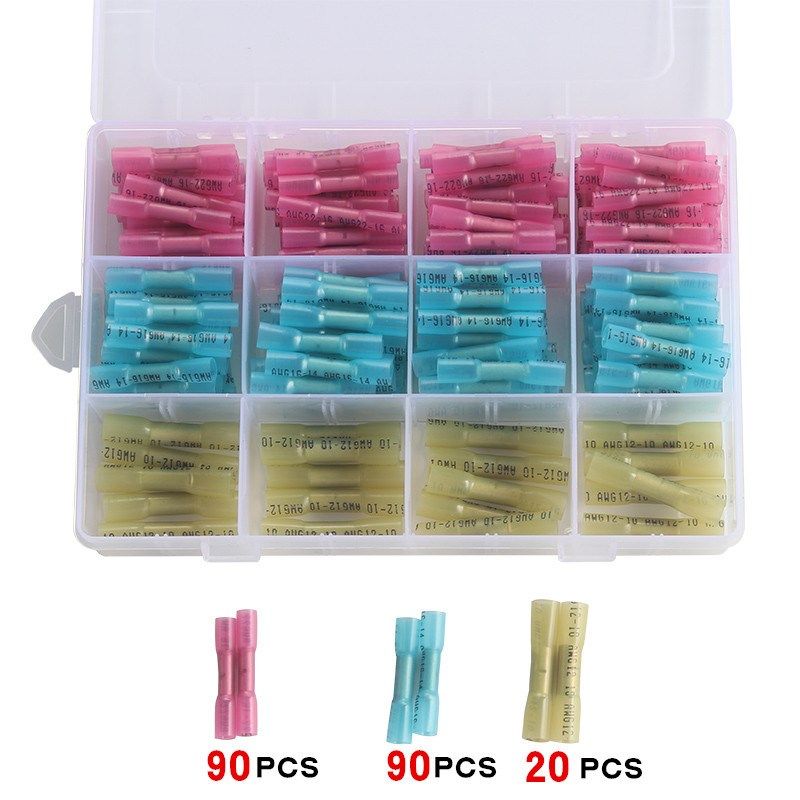 200pcs组盒装热缩防水端子套装BHT中Q间接管冷压端头鼻子