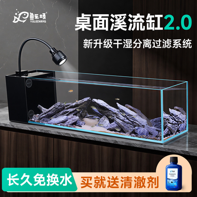 溪流缸南美鱼缸超白玻璃侧滤小型客厅生态造景自循环免换水一体式