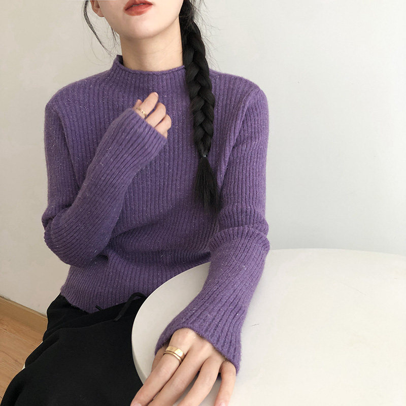 亮闪闪秋冬新款韩版宽松慵懒风圆领长袖针织开衫女显瘦百搭毛衣