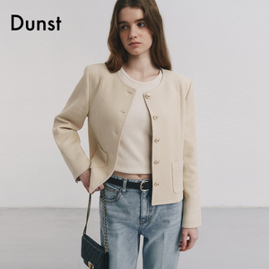 Dunst2024春季新品轻古典粗花呢夹克女士修身小香风外套UDJA4A204