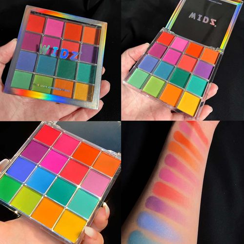 彩色眼影盘六一学生舞台妆演出COS妆玩妆彩妆哑光16色花仙子彩虹