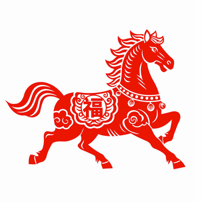 生肖马剪纸福字窗花静电贴纸玻璃门窗户装饰新年春节马到成功马年