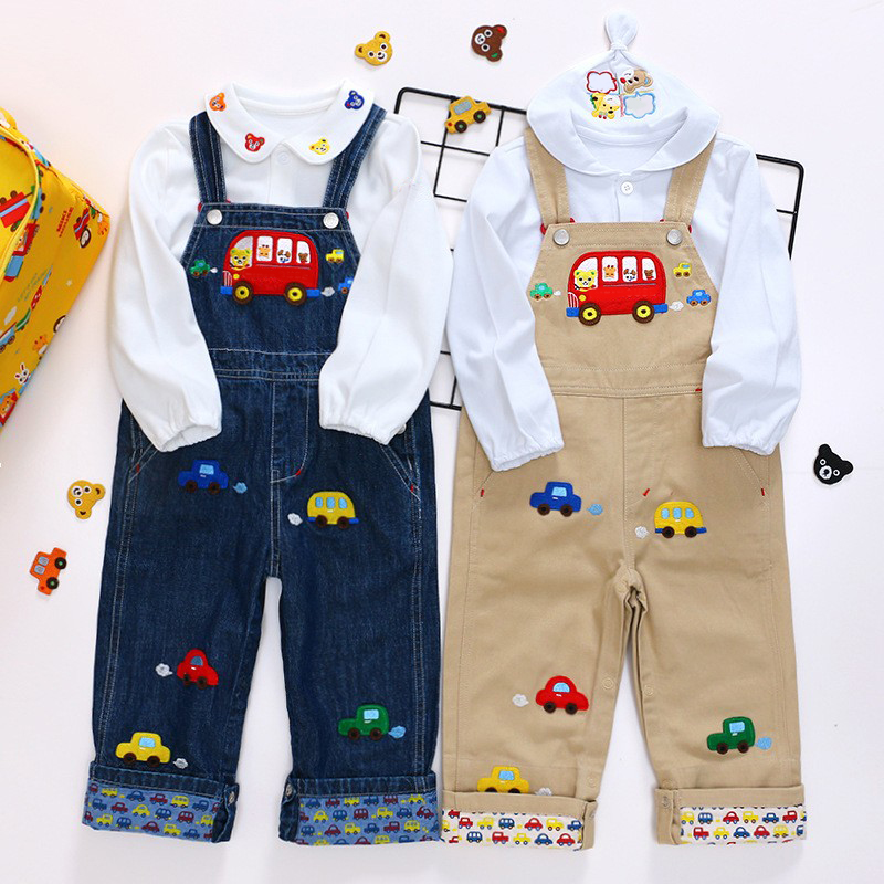 童装春秋卡通刺绣日系背带裤