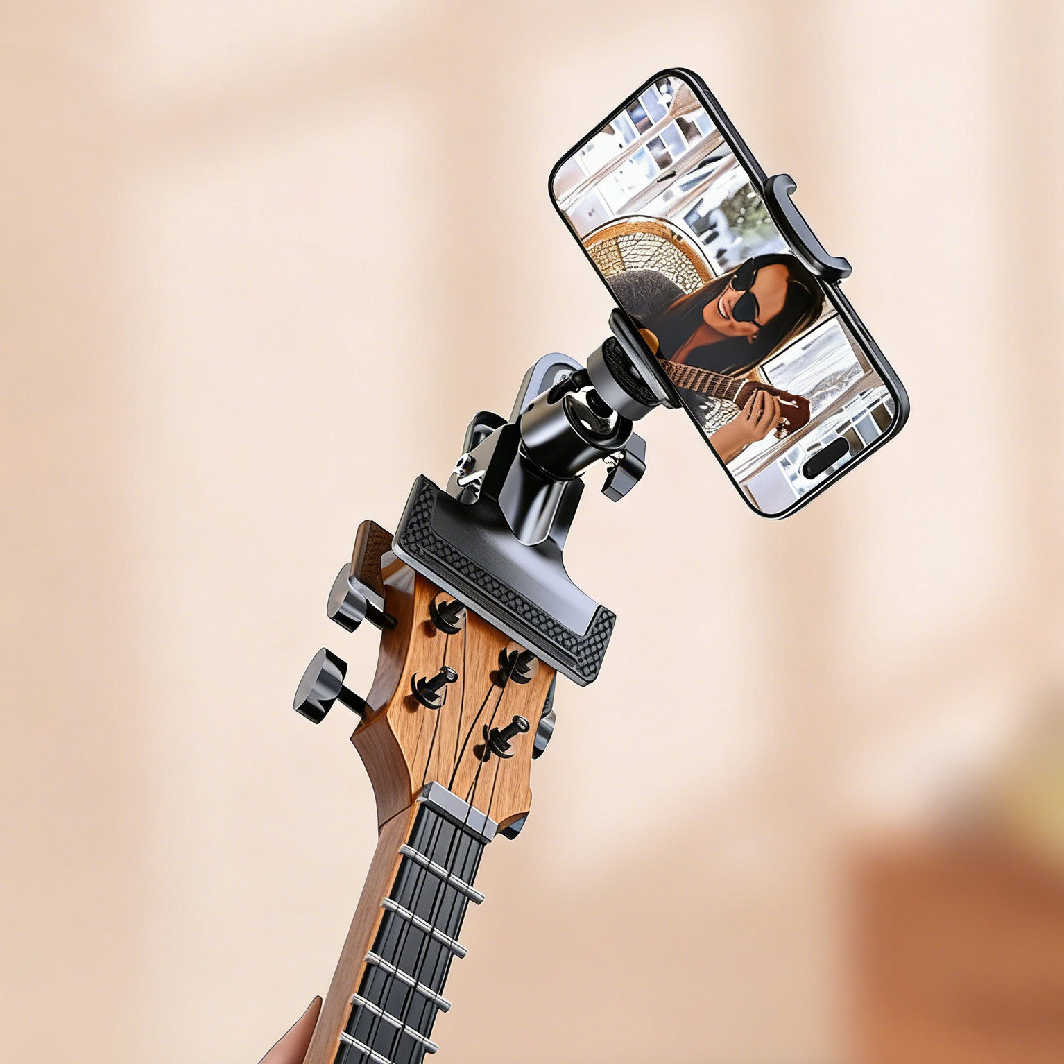 黑色吉他手机夹 39寸40寸41寸吉他手机架 古典民谣吉他手机支架