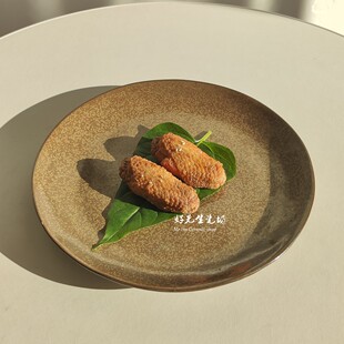 外贸老电影风格陶瓷餐盘菜盘寿司盘意面盘复古盘点心盘粗陶微瑕疵