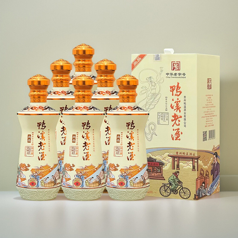 贵州名酒鸭溪窖鸭溪老酒尚品飞天女53度酱香型白酒整箱6瓶500ml