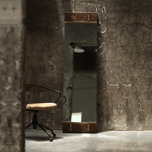 复古工业风橡木实木落地穿衣镜