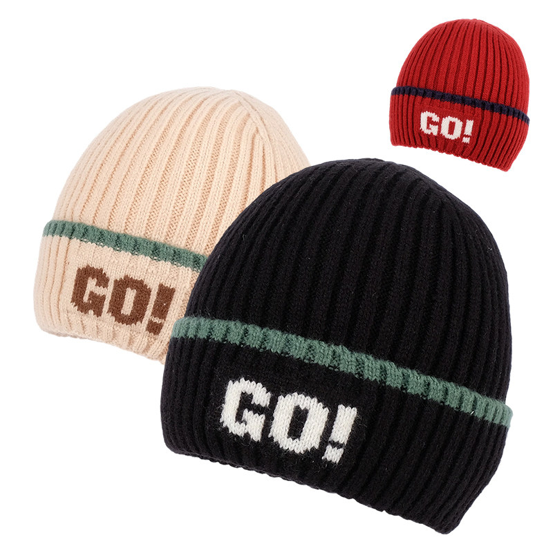 中大童休闲帽冬季保暖套头帽男女宝宝帽子儿童针织帽防寒风毛线帽