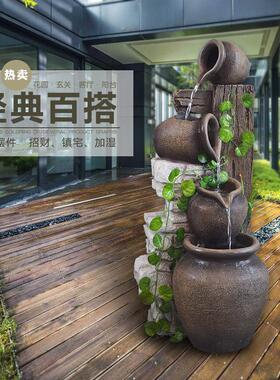 假山陶罐流水景观花园庭院阳台客厅水景户外鱼池造景创意喷泉摆件