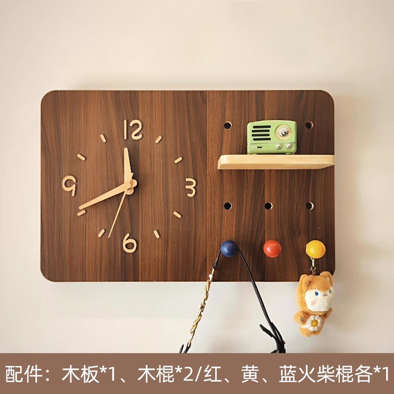 洞洞板新款电表箱装饰画带钟表遮挡时钟总开关盒配电箱盖板画挂钟图片