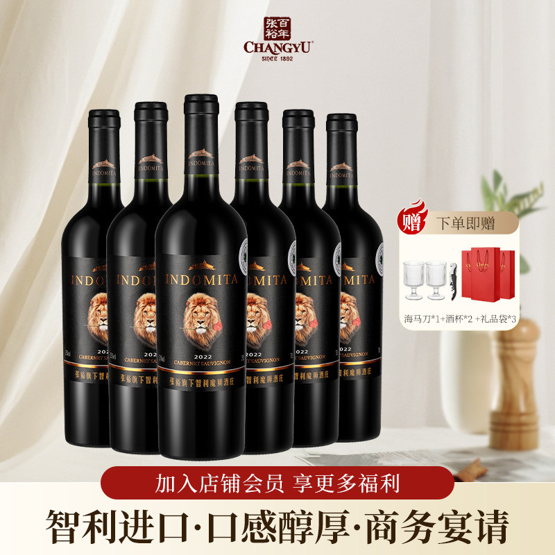 张裕先锋智利原瓶进口魔狮赤霞珠佳美娜干红葡萄酒整箱红酒送礼