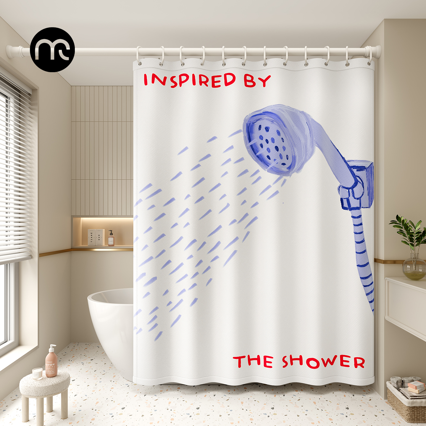 隔断窗卡通浴室浴帘防水防霉套装免打孔洗澡淋浴房化妆室遮挡门帘