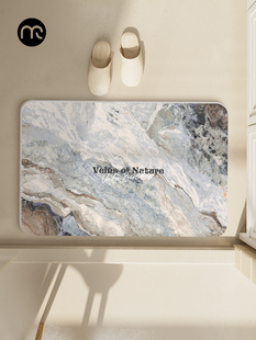 轻奢风浴室地垫硬硅藻土卫生间吸水速干地垫厕所门口家用防滑脚垫