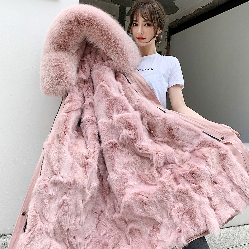 派克服女2020新款冬狐狸毛皮草内胆中长款外套海宁派克大衣可拆卸