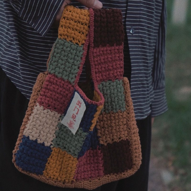 枣形针钩织包包 材料包毛线diy手编 麦穗包钩针自做 手工编织手作