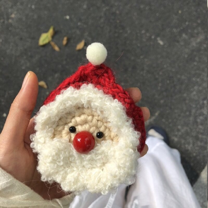 毛绒圣诞节老人耳机壳耳机套 钩针编织可爱手工diy材料包创意礼物
