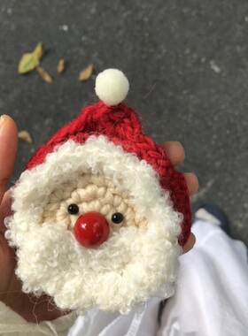 毛绒圣诞老人耳机包钩针