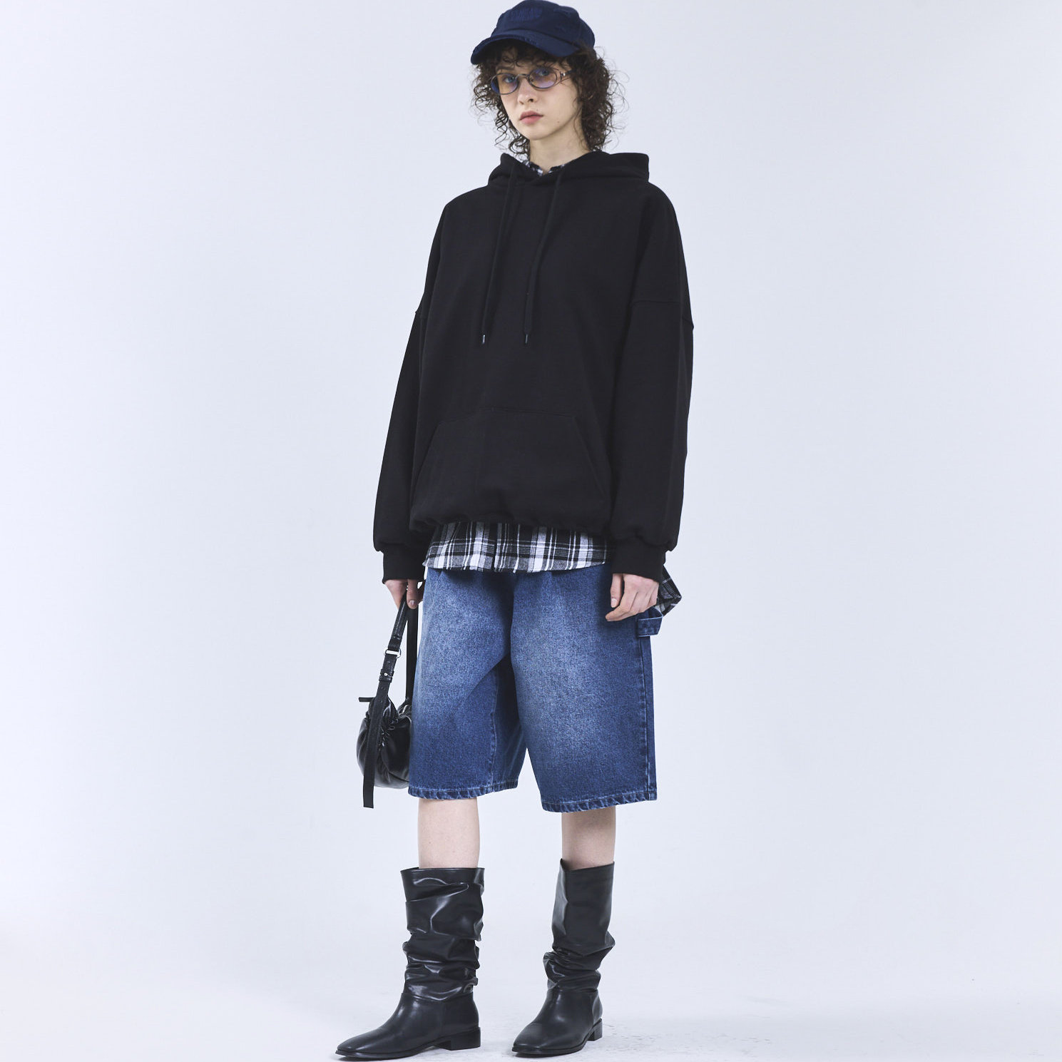 潮牌男士五分裤夏季宽松休闲短裤蓝色工装风日常百搭-171